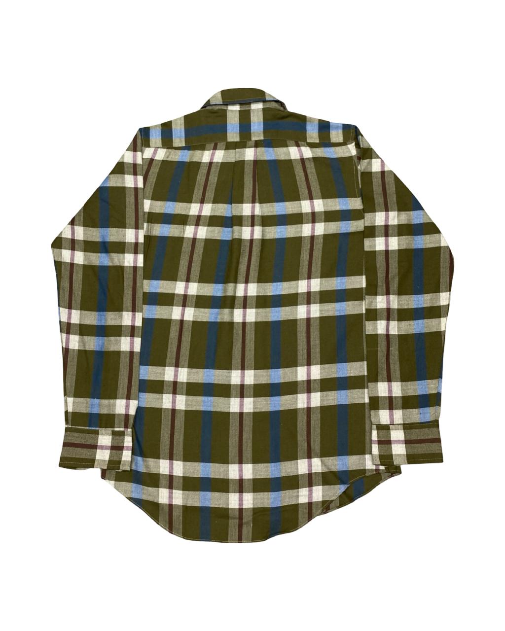 Lee Olive Plaid Button-Up Shirt | Size Small | Chest 20”