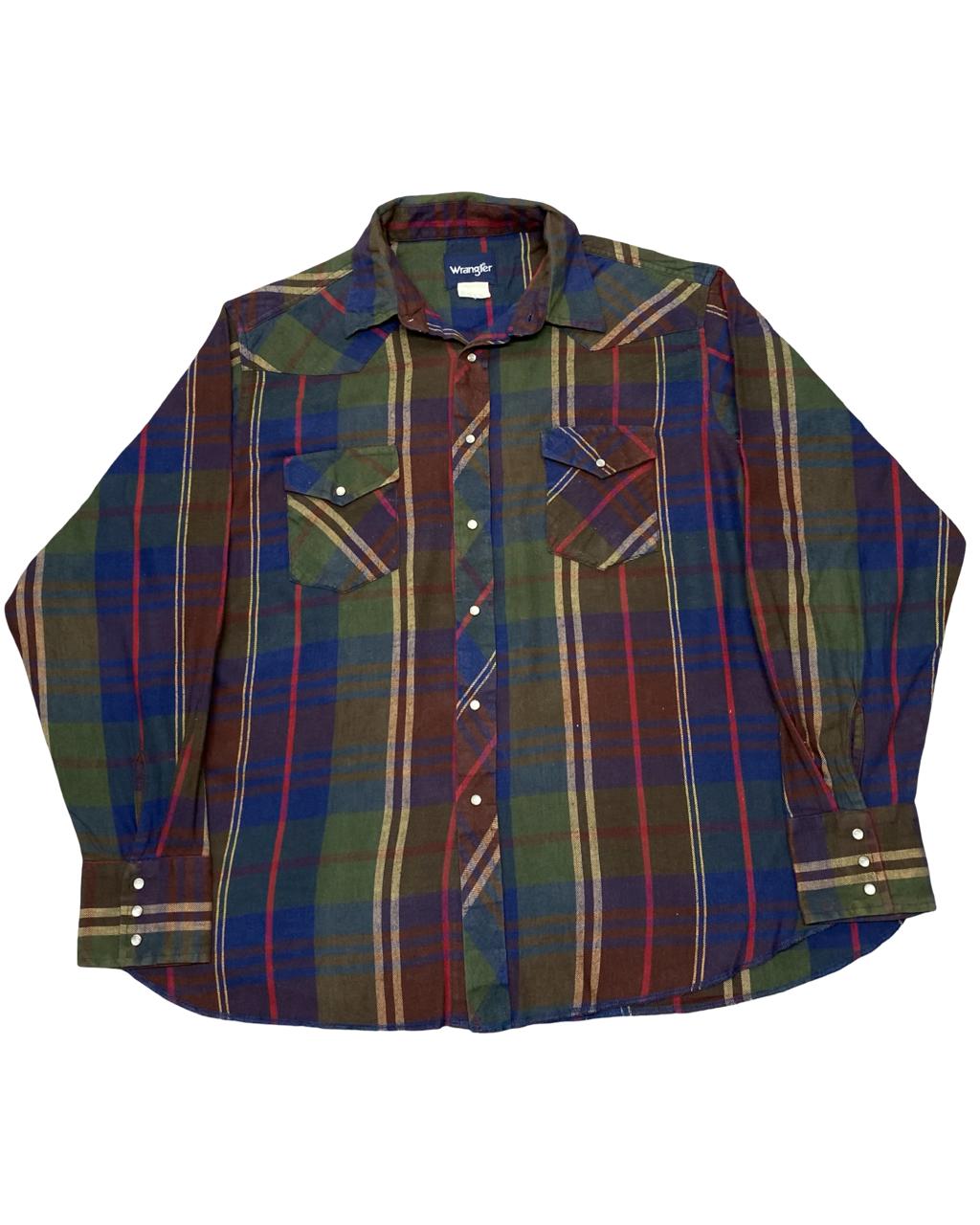 Wrangler Multicolor Plaid Western Snap-Button Shirt | Size XL | Chest 26”