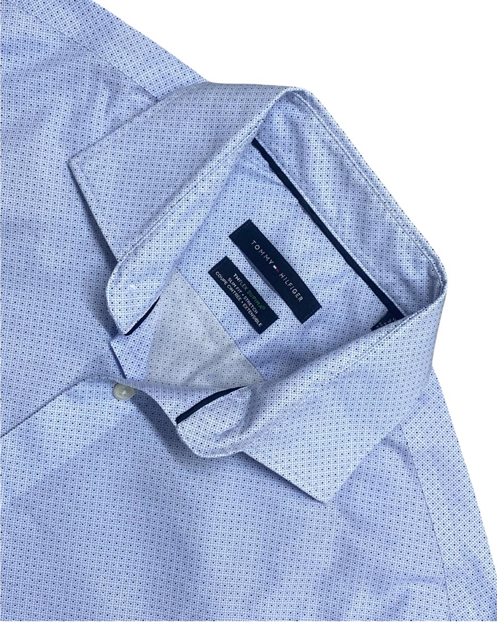 Tommy Hilfiger Light Blue Micro-Print Button-Down Shirt