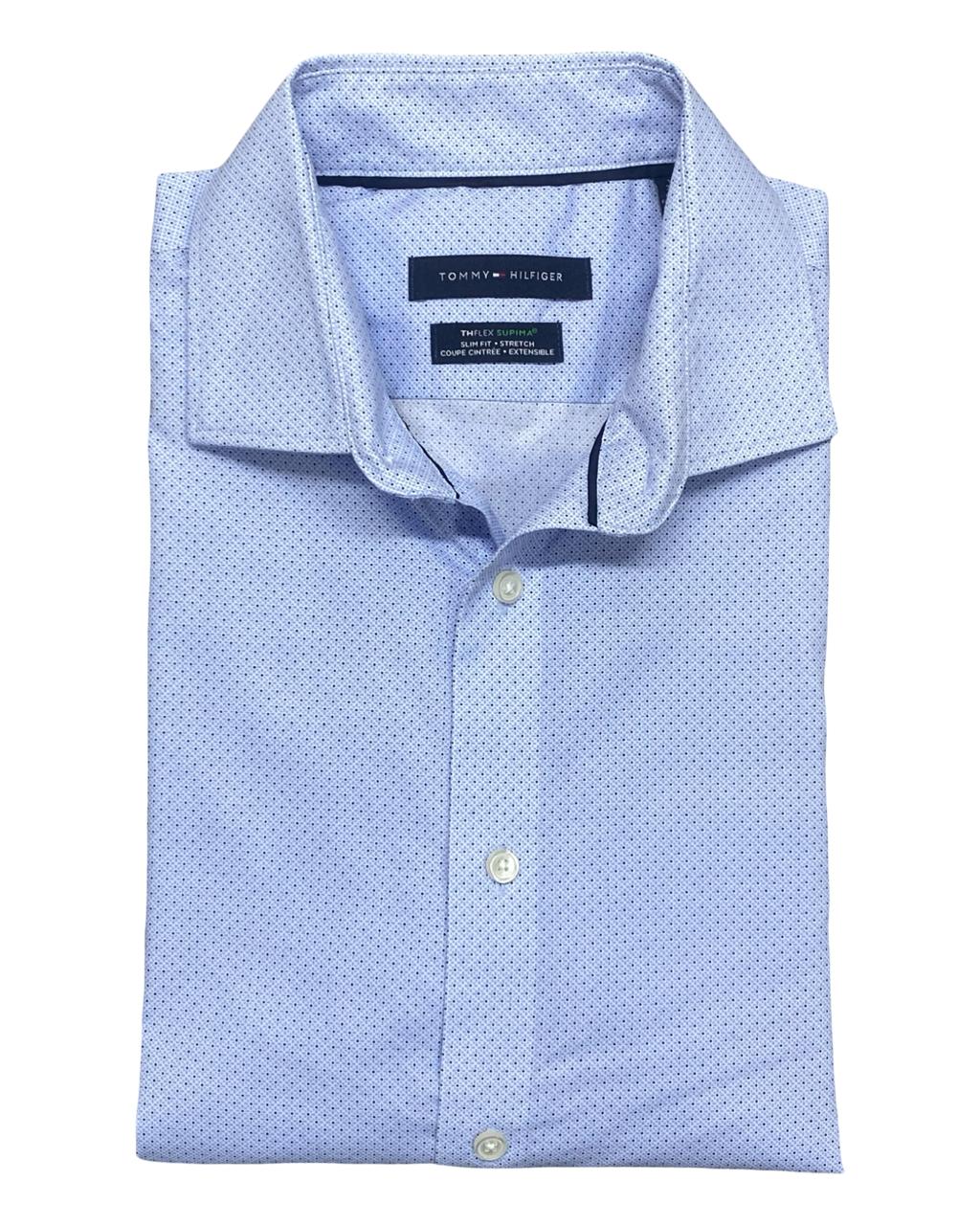 Tommy Hilfiger Light Blue Micro-Print Button-Down Shirt | Size Medium WorkmenWear.pk Tommy Hilfiger Light Blue Micro-Print Button-Down Shirt | Size Medium WorkmenWear.pk