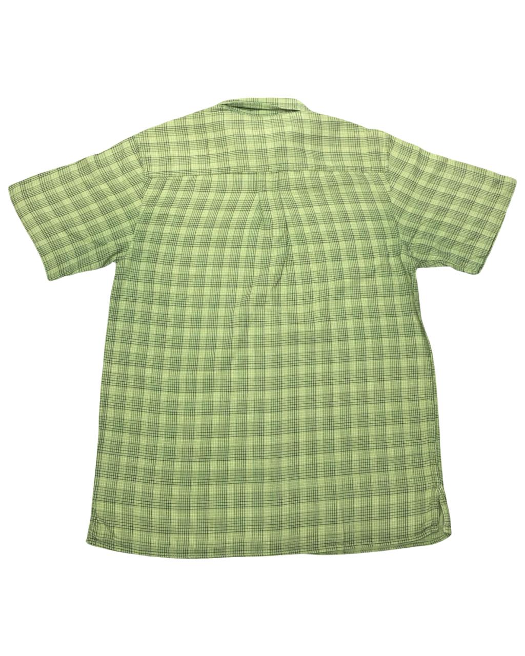 L.L.Bean Green Micro-Check Short Sleeve Shirt | Size Medium | Chest 21.5”