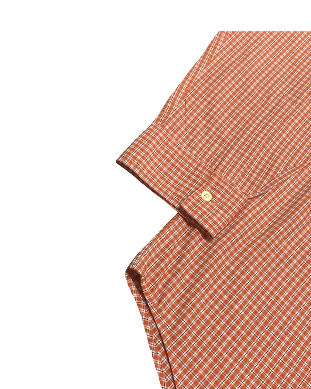 Chaps Orange Gingham Check Button-Down Shirt | Size XL | Chest 26”
