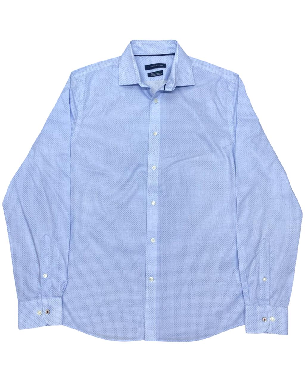 Tommy Hilfiger Light Blue Micro-Print Button-Down Shirt | Size Medium | Chest 21”