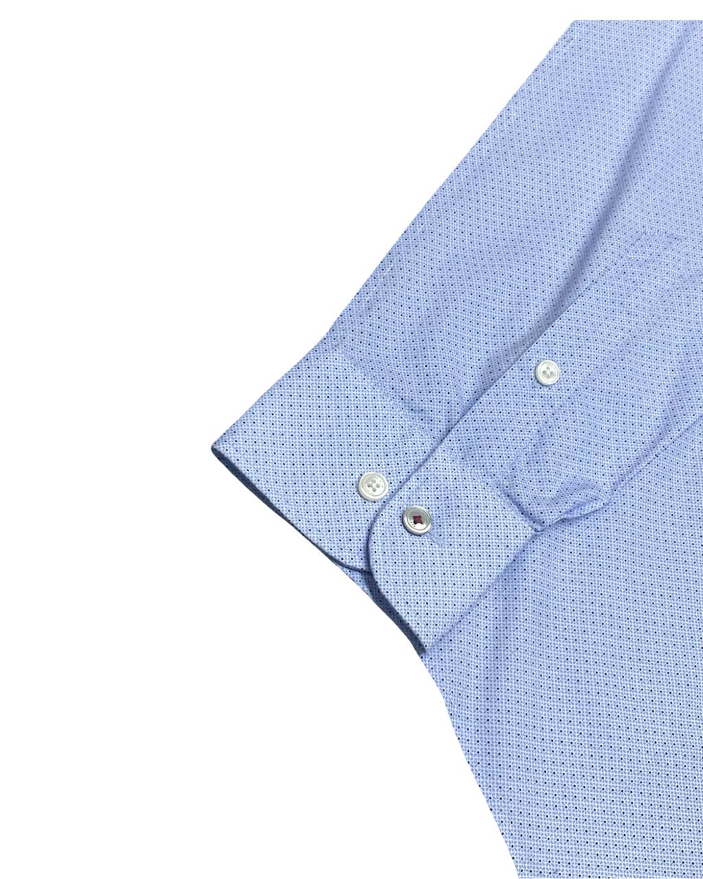 Tommy Hilfiger Light Blue Micro-Print Button-Down Shirt | Size Medium | Chest 21”