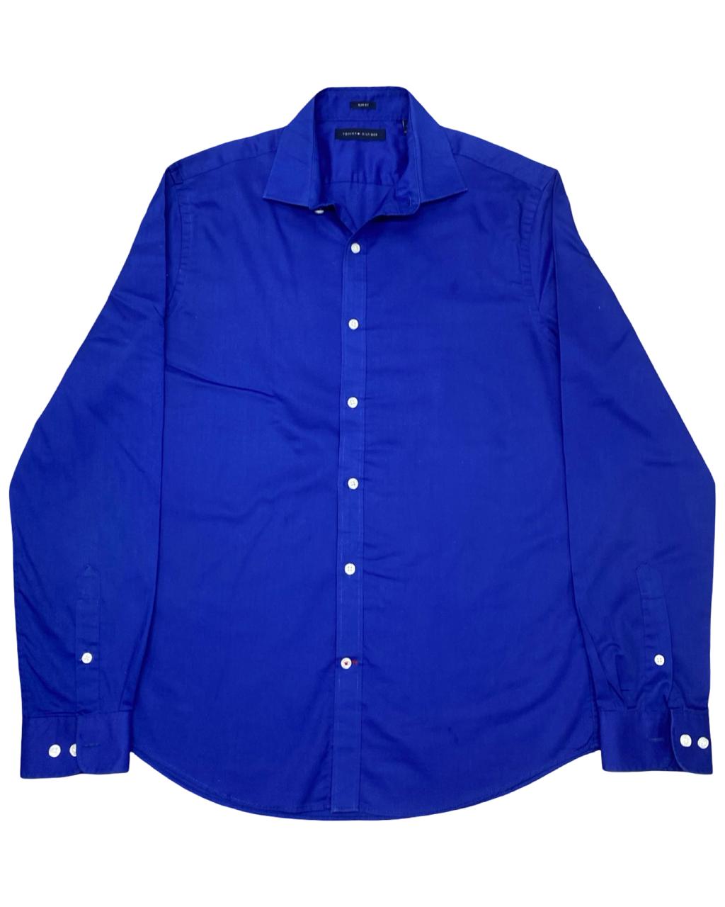 Tommy Hilfiger Royal Blue Solid Shirt | Size Medium | Chest 21”