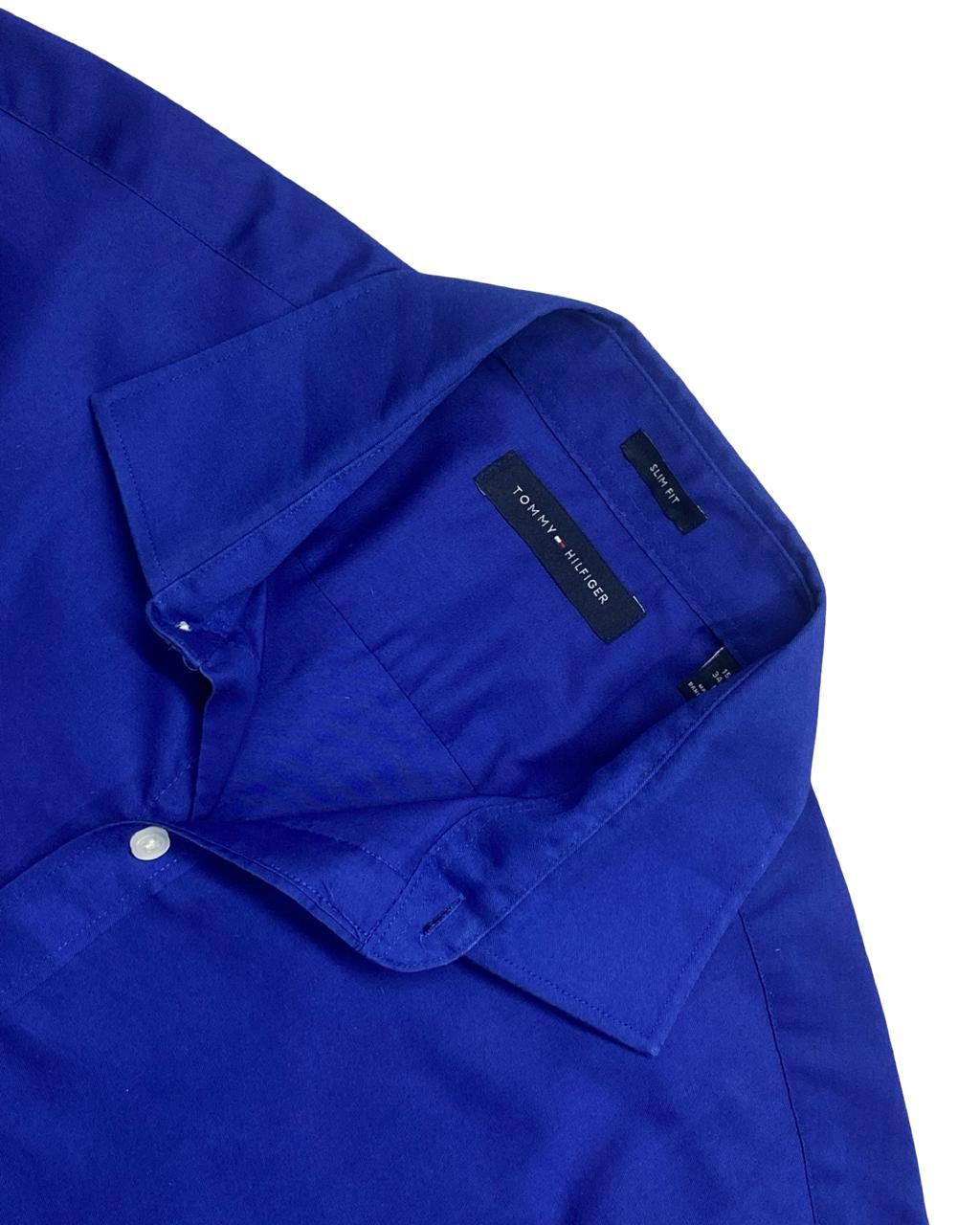 Tommy Hilfiger Royal Blue Solid Shirt | Size Medium | Chest 21”