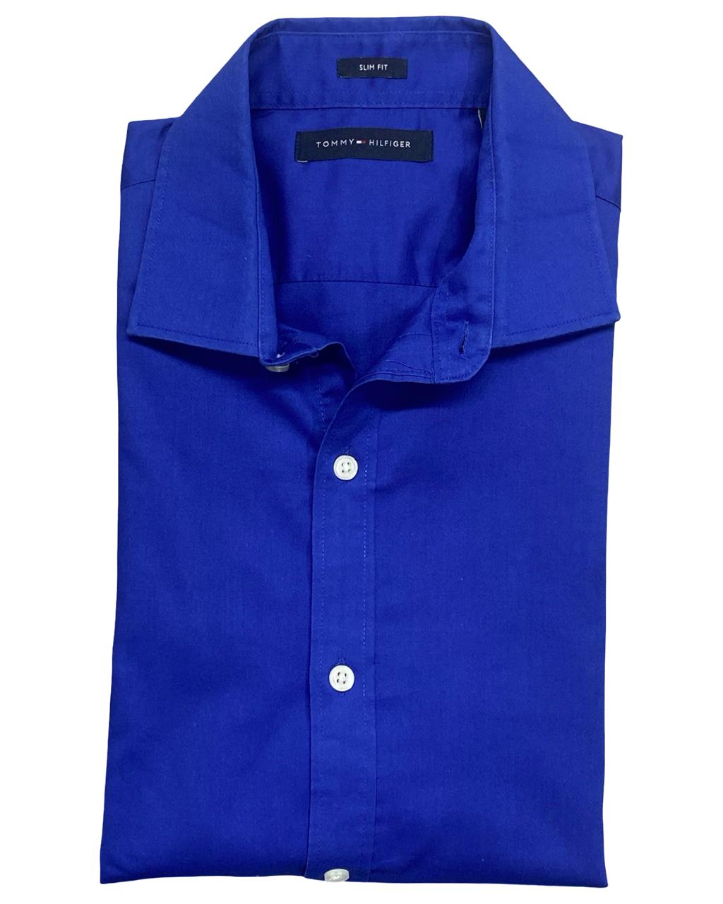 Tommy Hilfiger Royal Blue Solid Shirt | Size Medium | Chest 21”