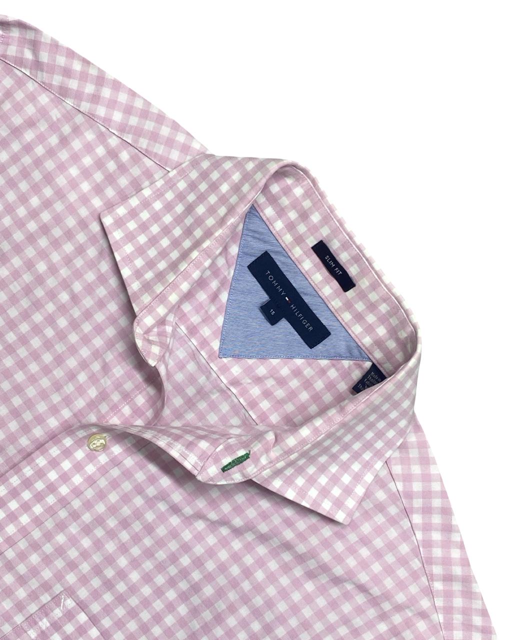 Tommy Hilfiger Pink Gingham Check Shirt | Size Medium | Chest 20.5”