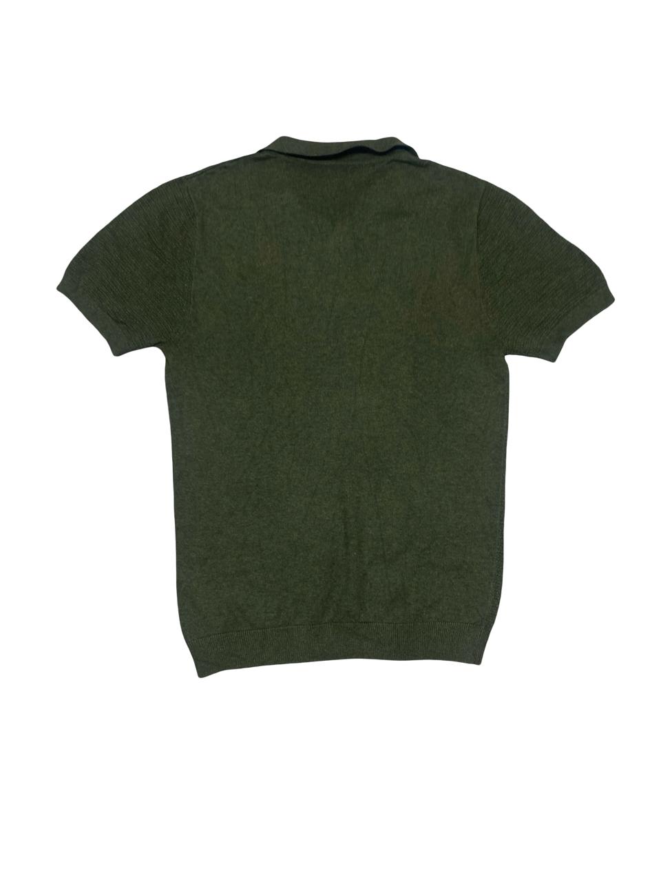 Bespoke Olive Knit Polo Shirt | Size Small | Chest 18”