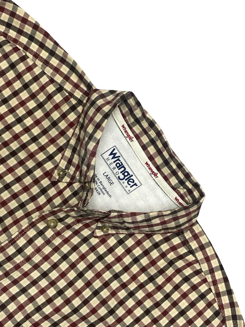 Wrangler Hero Gingham Check Button-Down Shirt | Size XL | Chest 26.5”