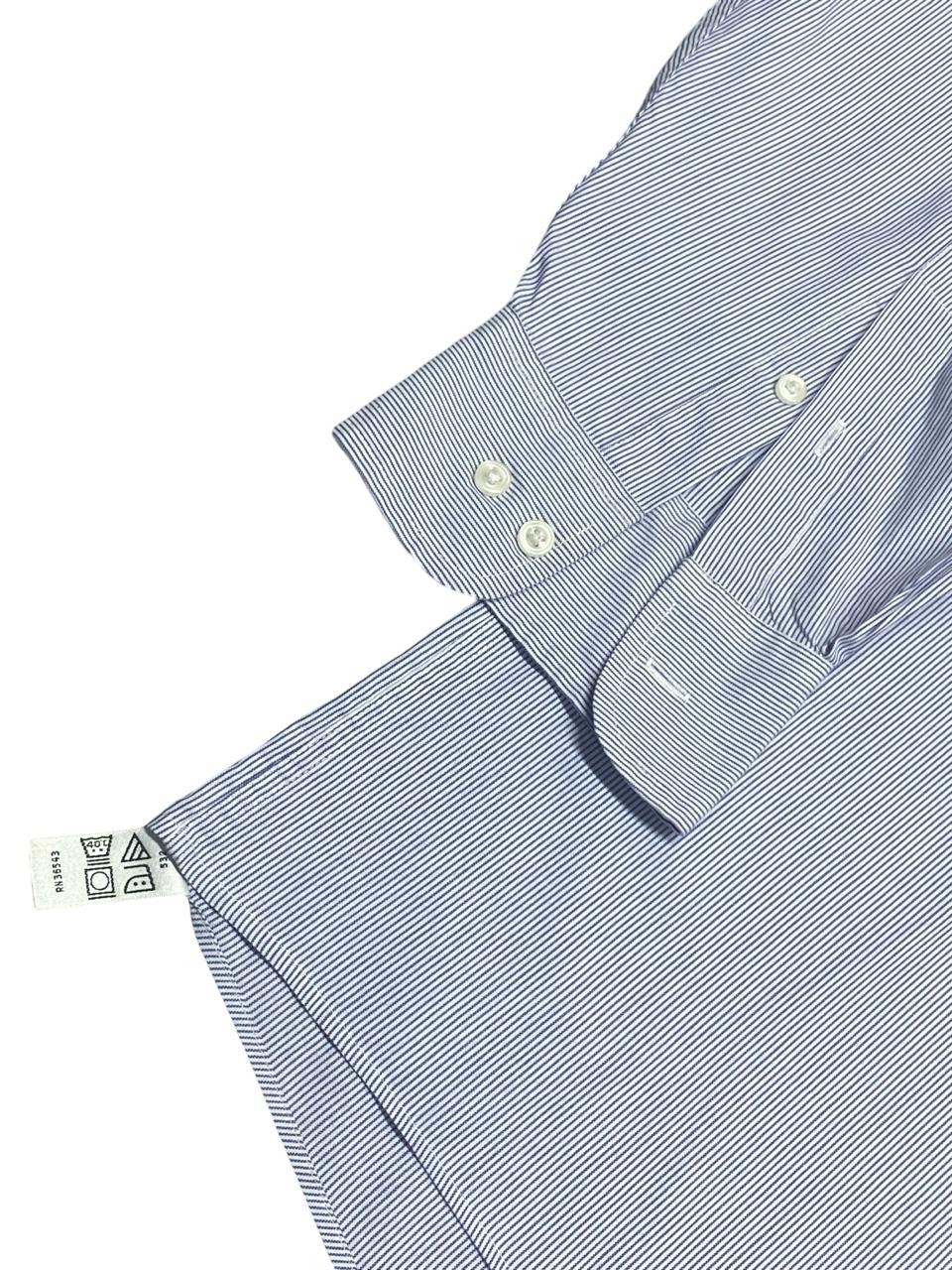 Van Heusen Blue Pinstripe Oxford Button-Down Shirt | Size XL | Chest 27”