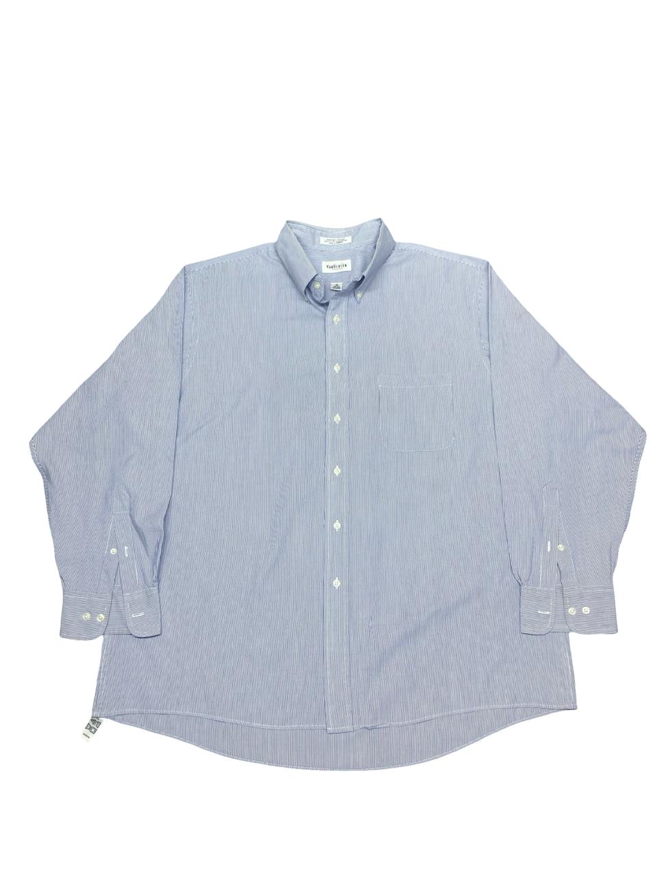 Van Heusen Blue Pinstripe Oxford Button-Down Shirt | Size XL | Chest 27”