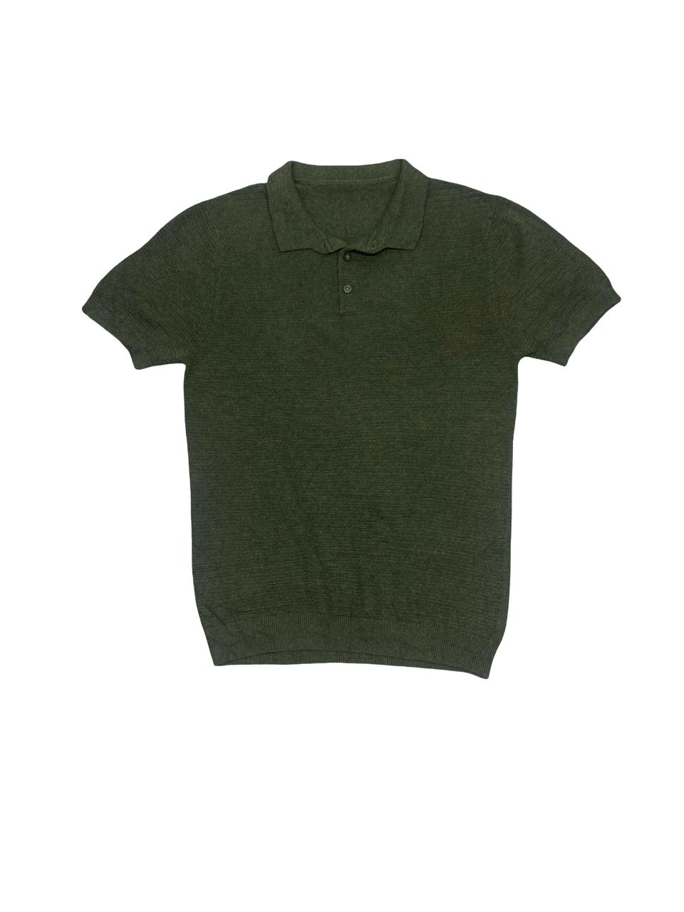 Bespoke Olive Knit Polo Shirt | Size Small | Chest 18”