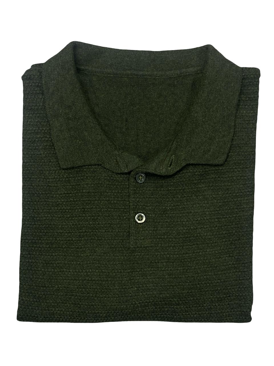 Bespoke Olive Knit Polo Shirt | Size Small | Chest 18”