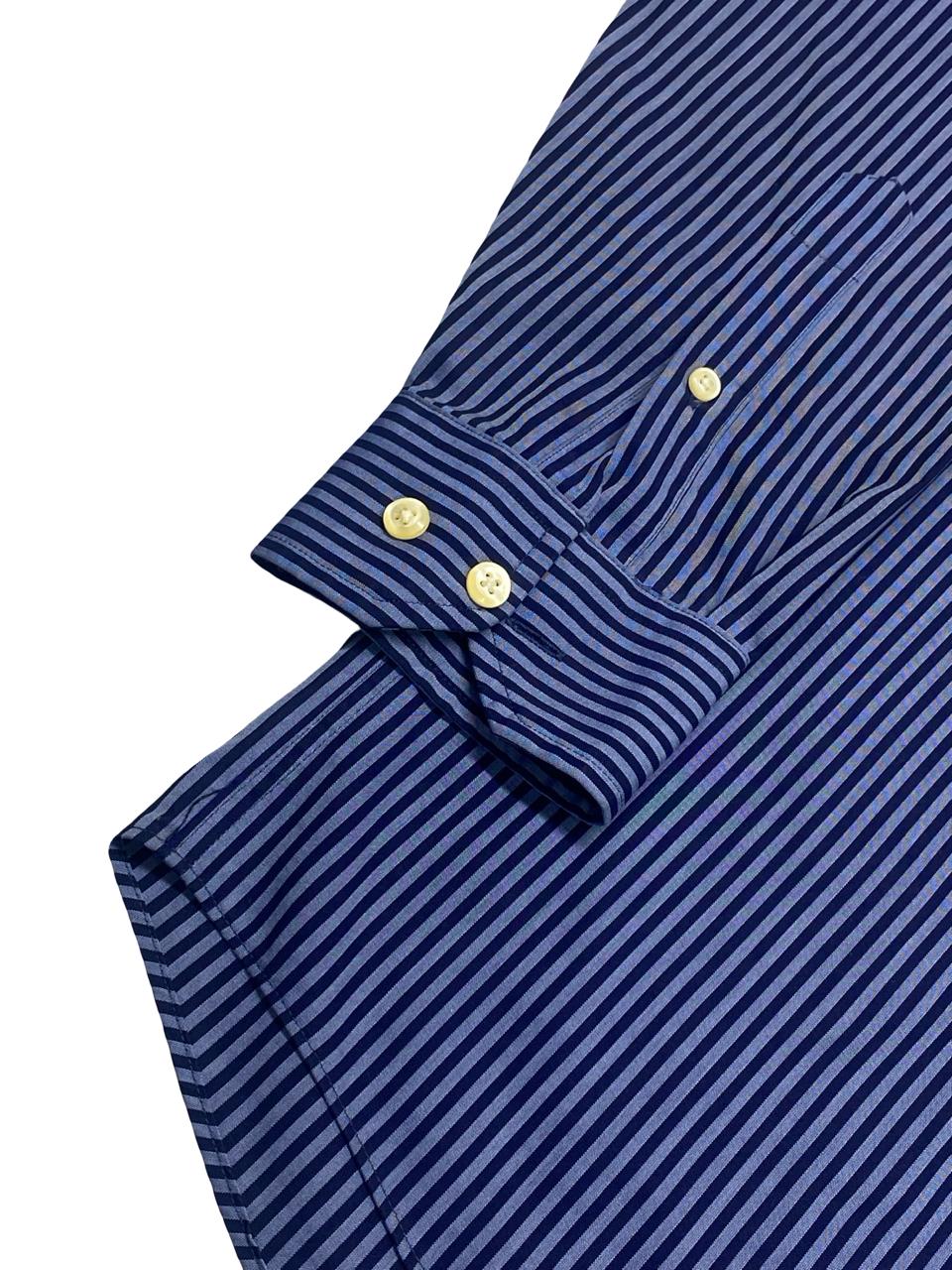 Nautica Blue Stripe Non-Iron Dress Shirt | Size Medium | Chest 22”