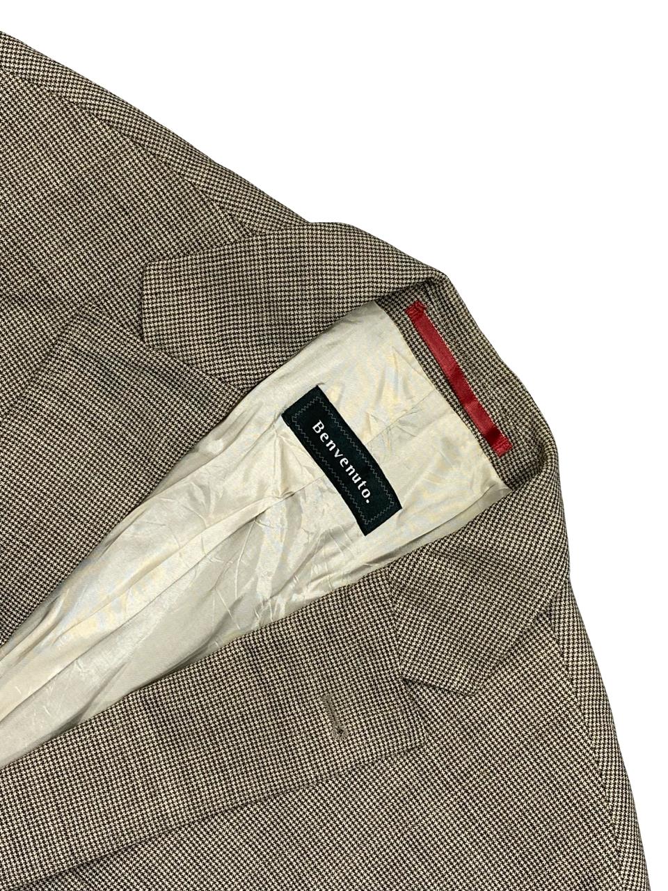 Benvenuto Beige Micro-Check Blazer | Large | Chest 23”