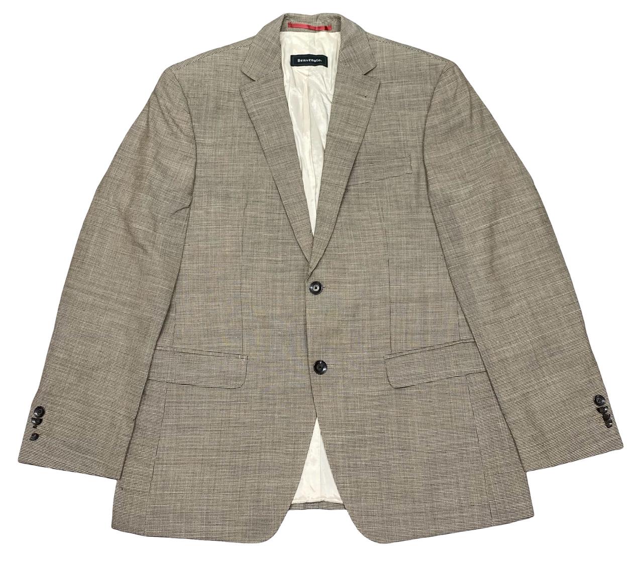 Benvenuto Beige Micro-Check Blazer | Large | Chest 23”