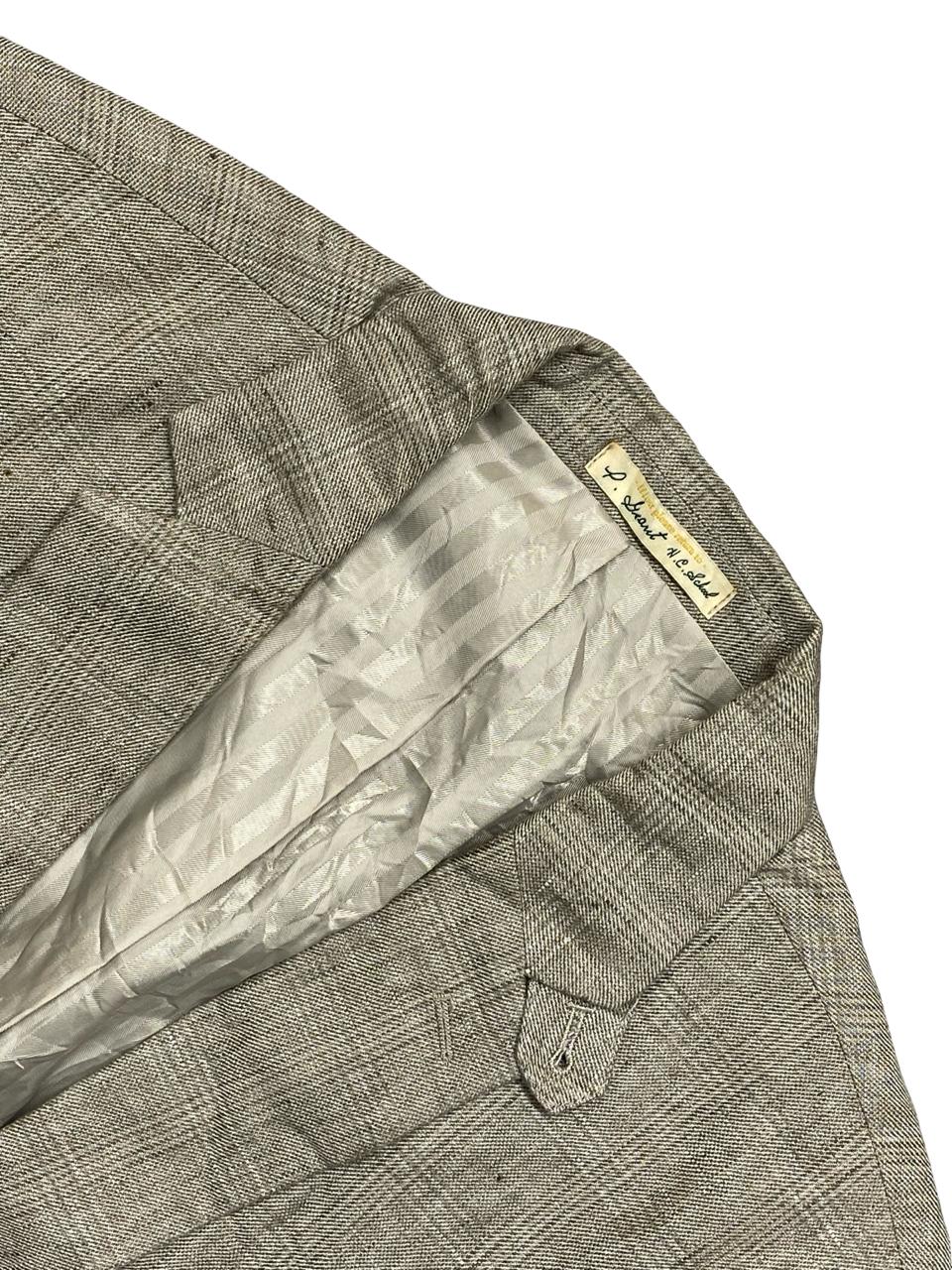 Hammond & Co Beige Windowpane Linen Blazer | Large (46) | Chest 24”