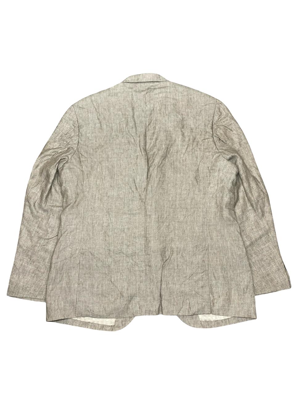 Hammond & Co Beige Windowpane Linen Blazer | Large (46) | Chest 24”