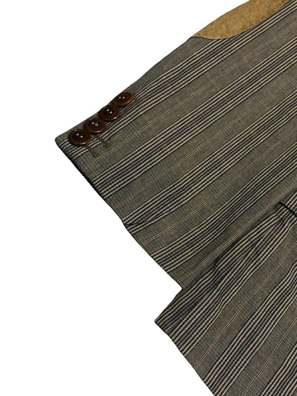 Mexx Olive Pinstripe Linen Blazer | Medium | Chest 22.5”