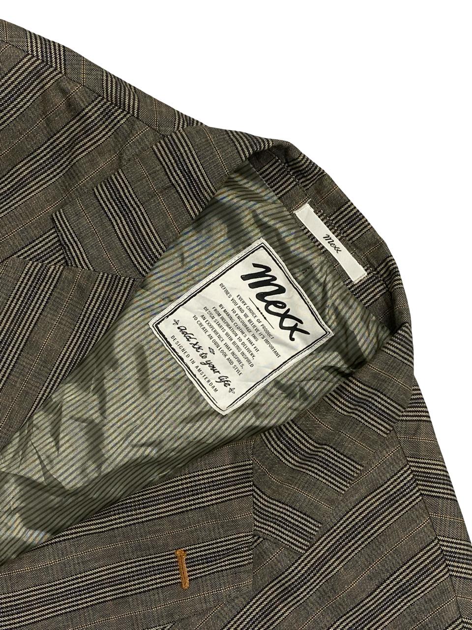 Mexx Olive Pinstripe Linen Blazer | Medium | Chest 22.5”
