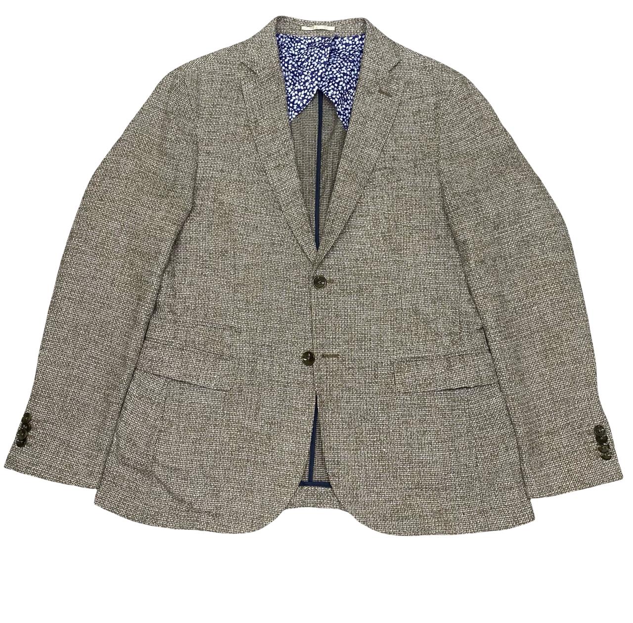 Maison Woolies Beige Textured Linen Blend Blazer | Medium | Chest 22.5”