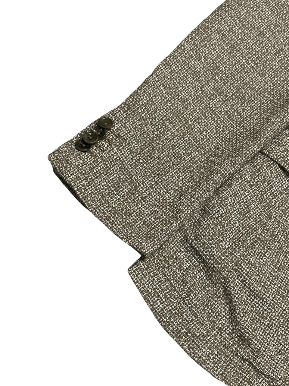 Maison Woolies Beige Textured Linen Blend Blazer | Medium | Chest 22.5”