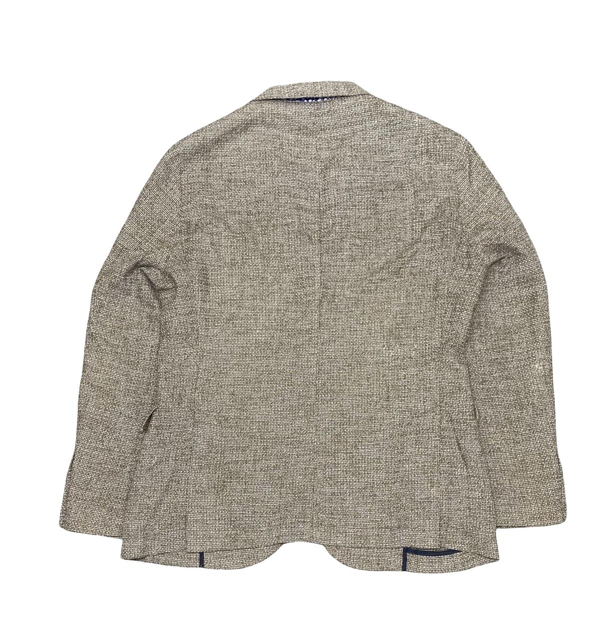 Maison Woolies Beige Textured Linen Blend Blazer | Medium | Chest 22.5”