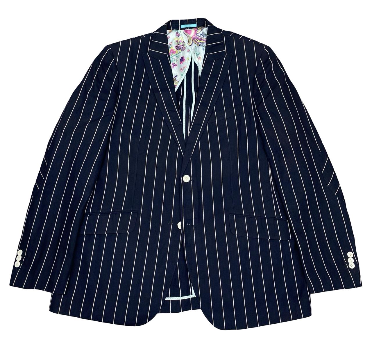 British Indigo Navy Pinstripe Blazer | Size 56 (Large) | Chest 25”