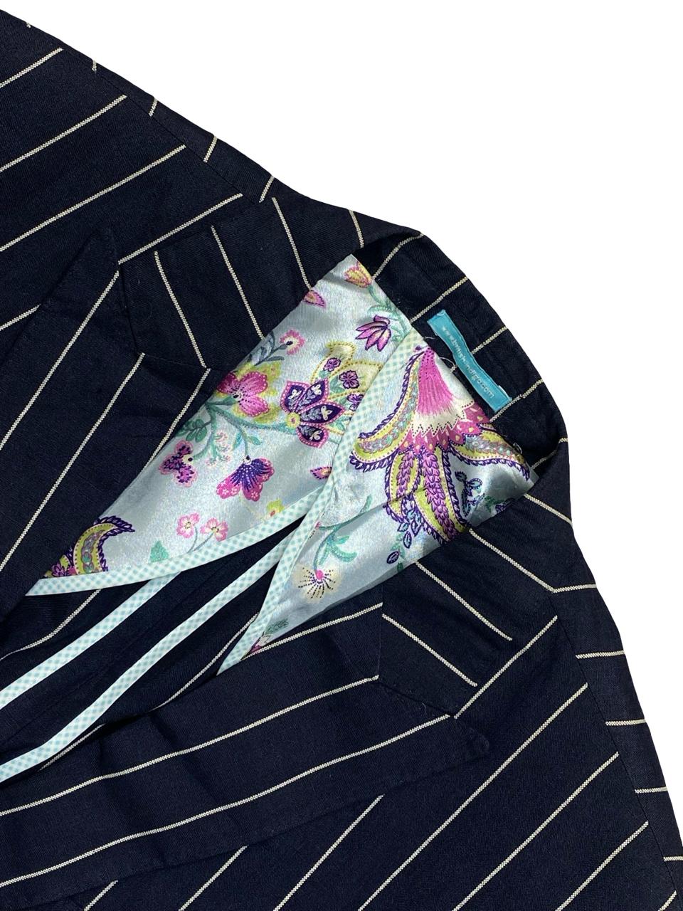 British Indigo Navy Pinstripe Blazer | Size 56 (Large) | Chest 25”