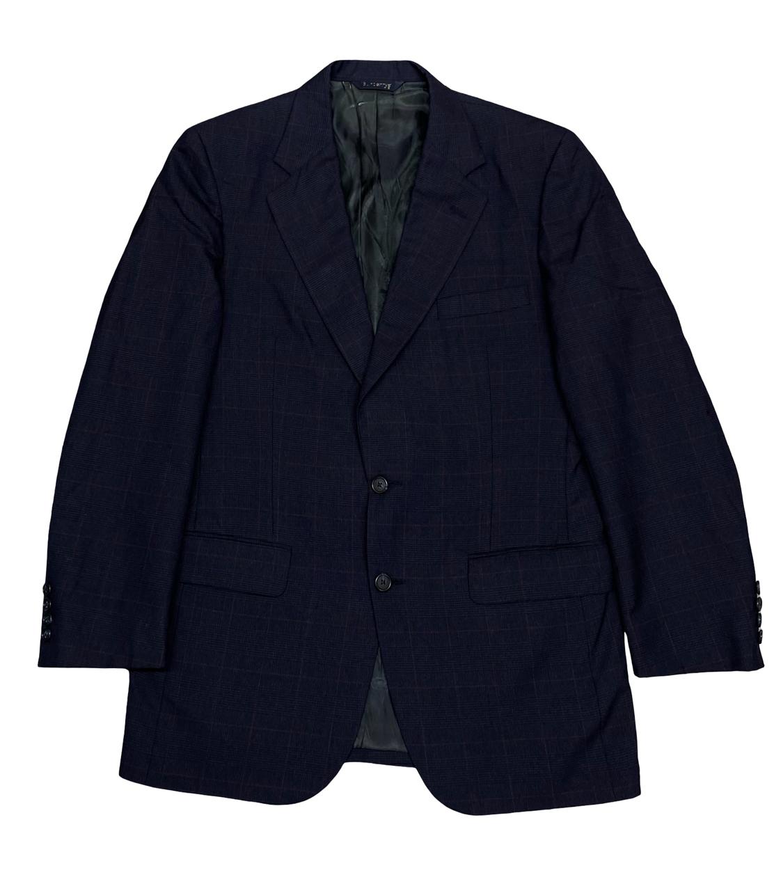 Burberrys Navy Windowpane Wool Blazer | Medium | Chest 21”