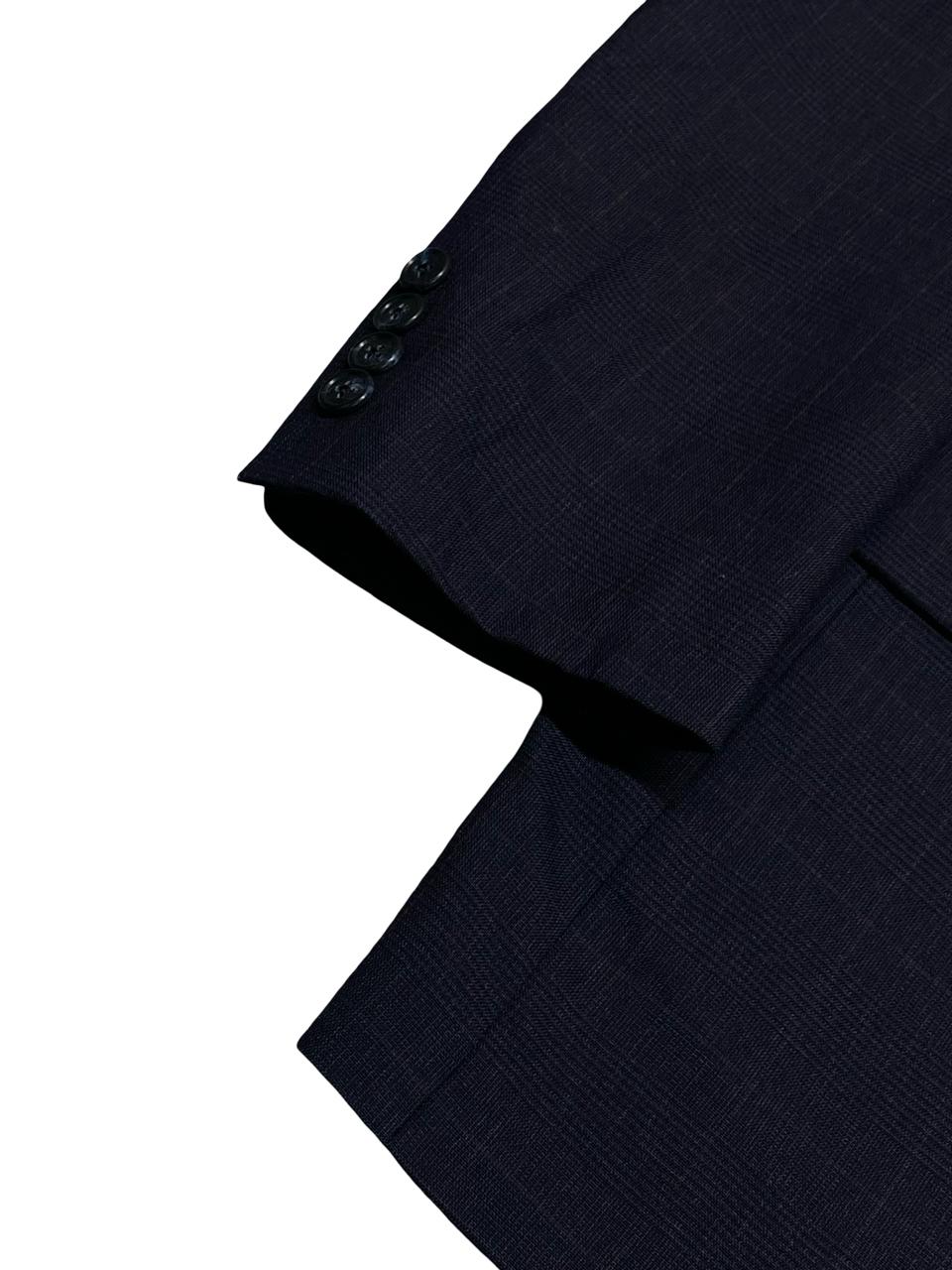 Burberrys Navy Windowpane Wool Blazer | Medium | Chest 21”