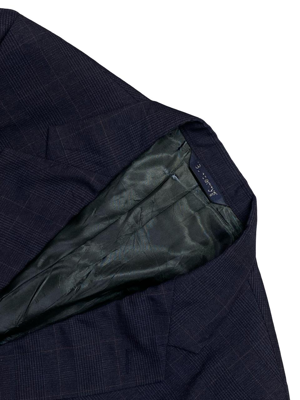 Burberrys Navy Windowpane Wool Blazer | Medium | Chest 21”