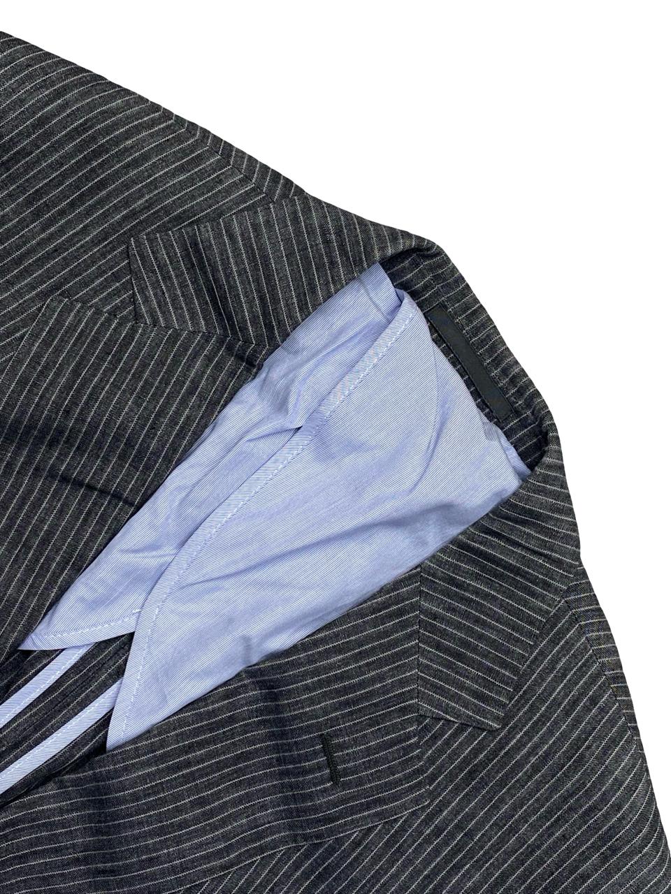 SuitSupply Pure Linen Grey Pinstripe Blazer | Size Large | Chest 23"