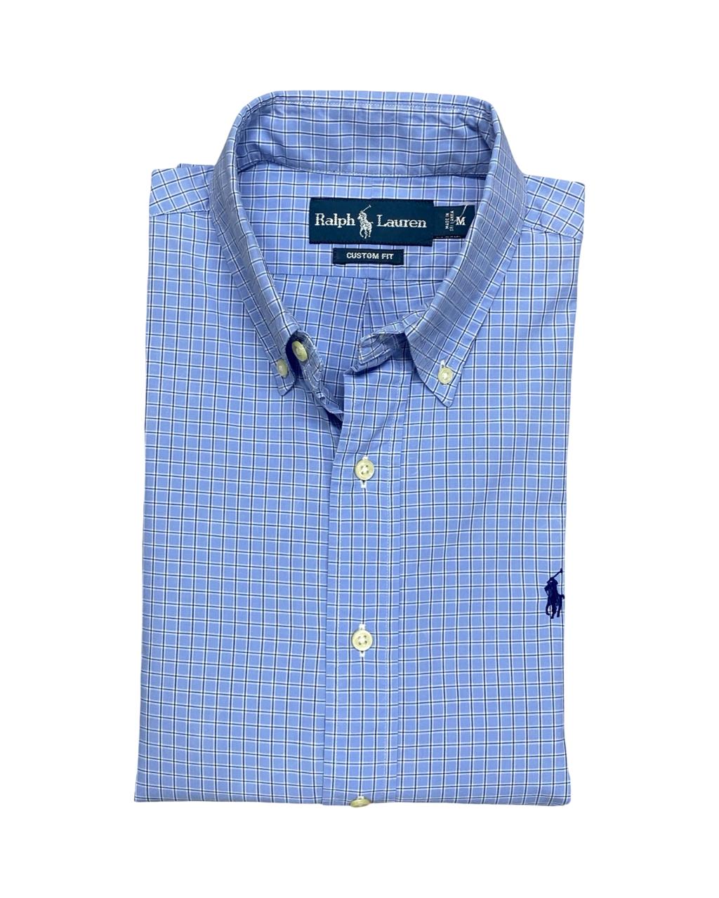 Ralph Lauren Blue Checked Shirt | Medium | Chest 22.5”