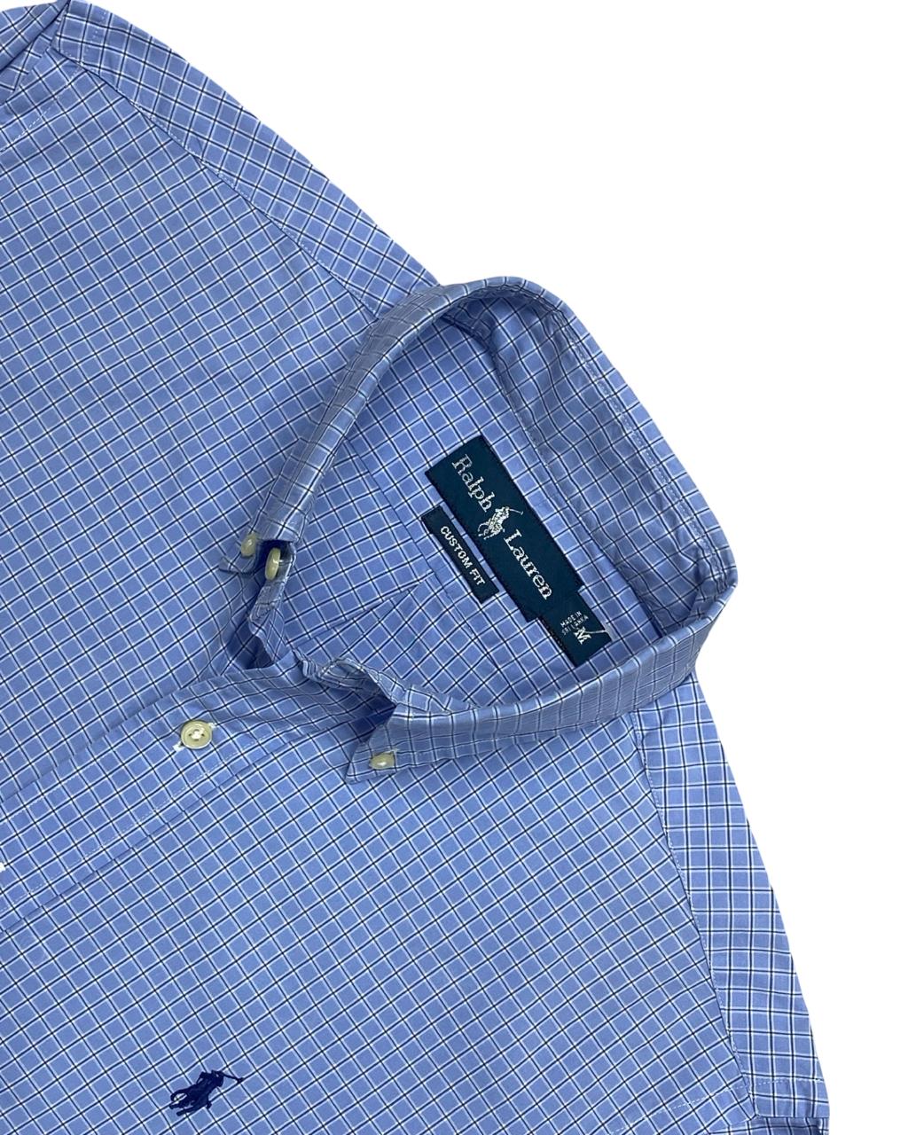 Ralph Lauren Blue Checked Shirt | Medium | Chest 22.5”