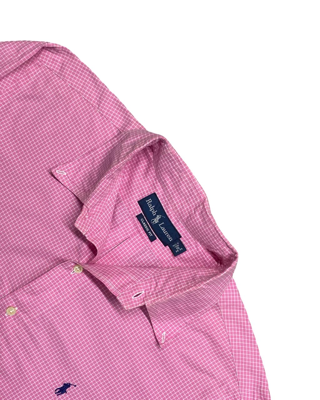 Ralph Lauren Pink Gingham Pattern Shirt | Large | Chest 25”