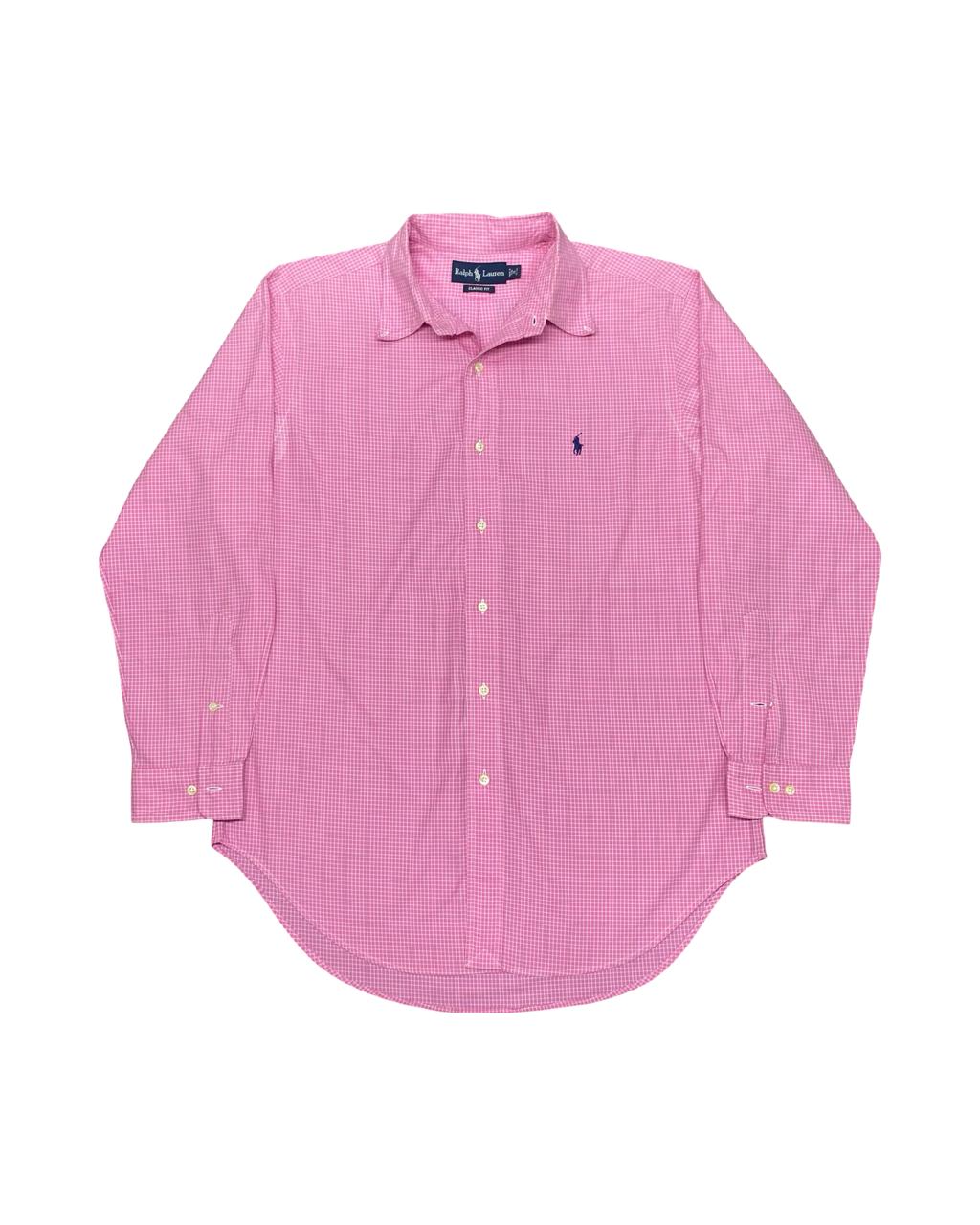 Ralph Lauren Pink Gingham Pattern Shirt | Large | Chest 25”