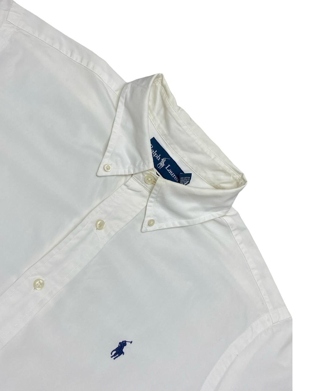 Ralph Lauren Solid White Short-Sleeve Shirt | XL | Chest 25.5”