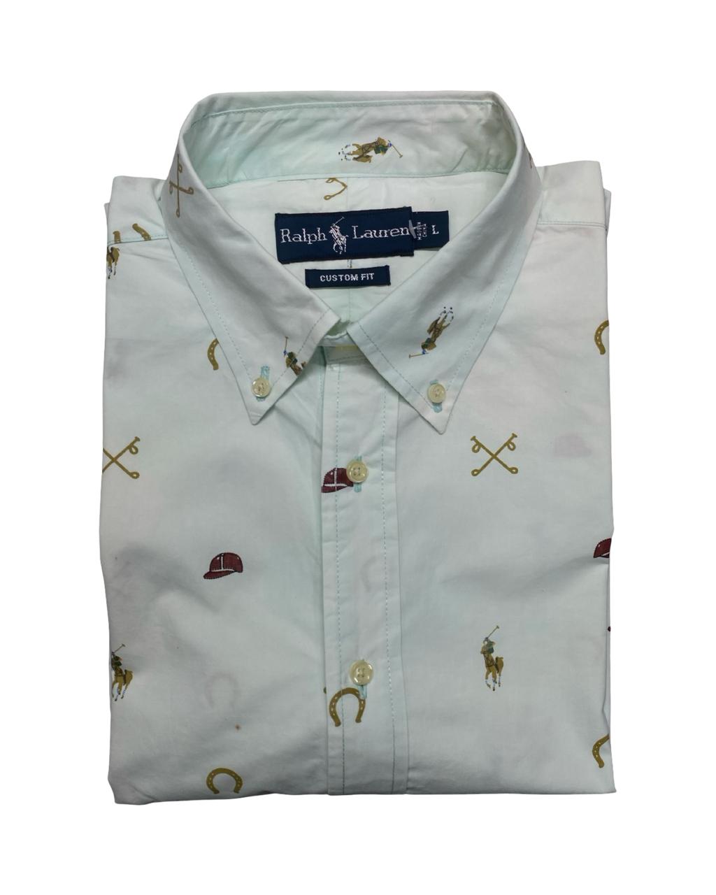 Ralph Lauren Equestrian Print Short-Sleeve Shirt | Medium | Chest 21.5”