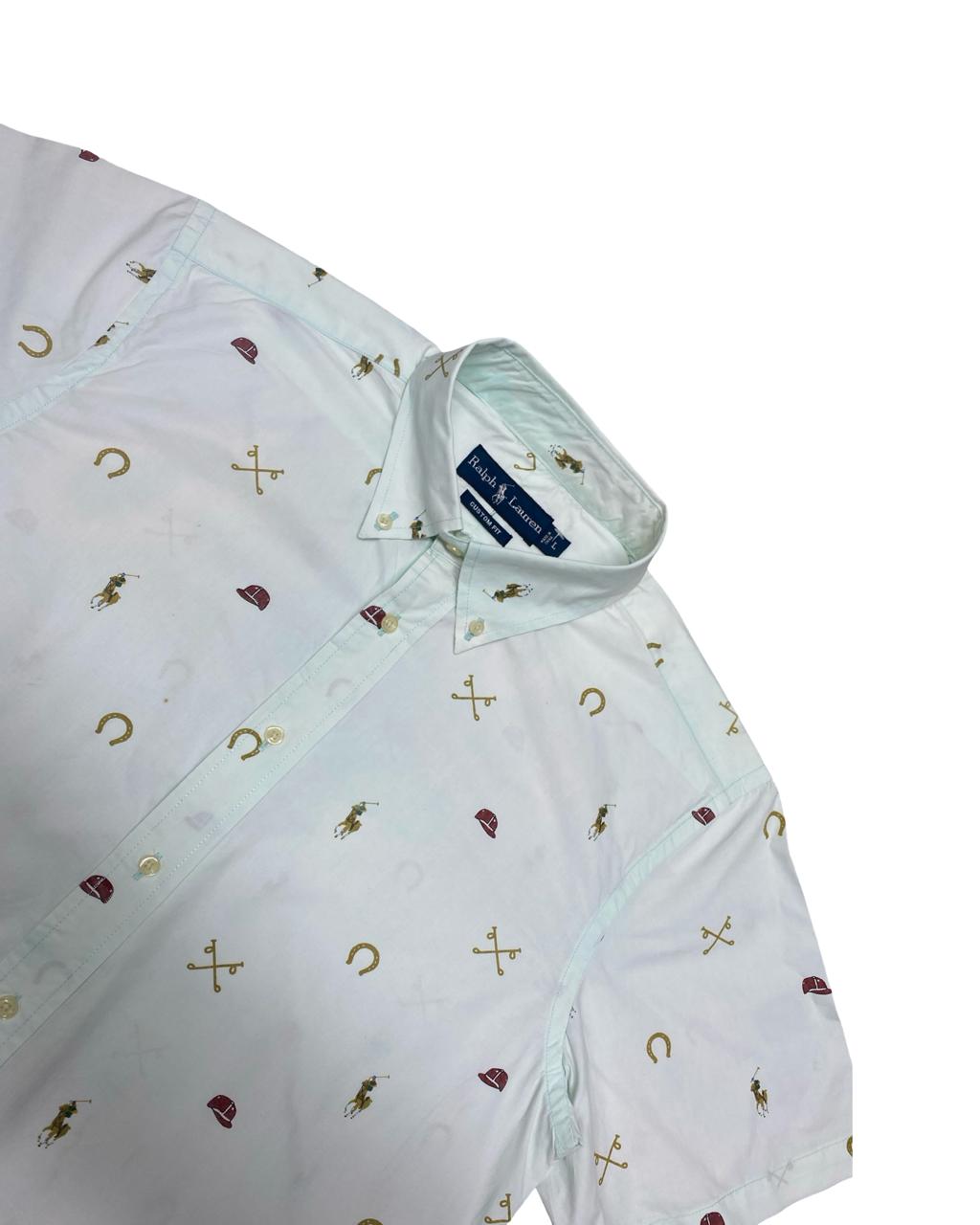 Ralph Lauren Equestrian Print Short-Sleeve Shirt | Medium | Chest 21.5”