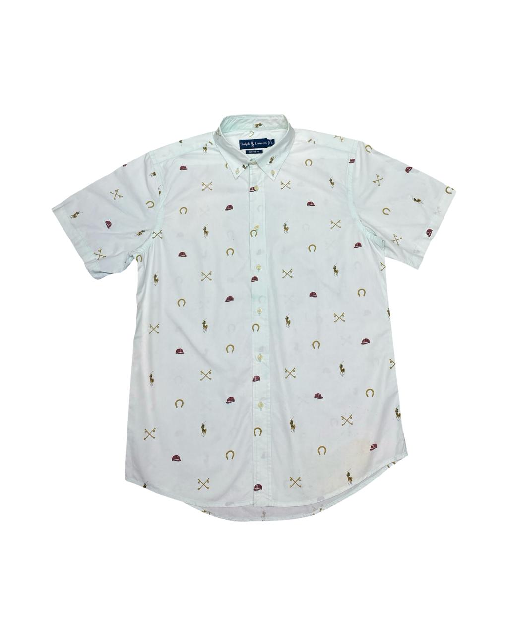 Ralph Lauren Equestrian Print Short-Sleeve Shirt | Medium | Chest 21.5”