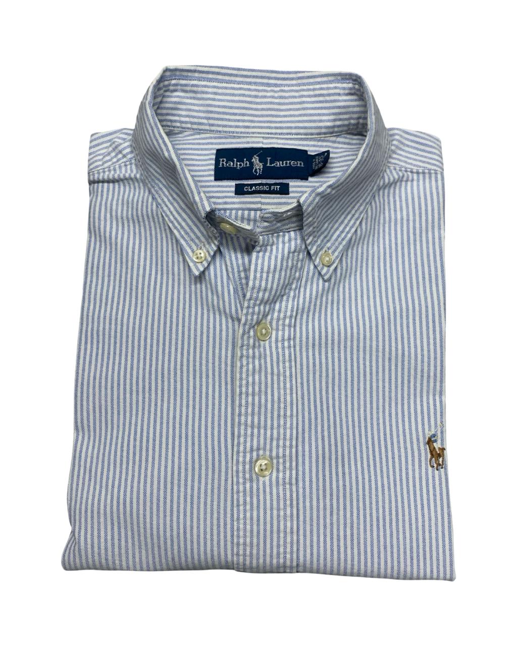 Ralph Lauren Blue Striped Shirt | Large | Chest 24.5”