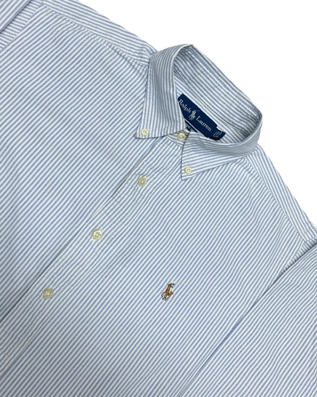 Ralph Lauren Blue Striped Shirt | Large | Chest 24.5”