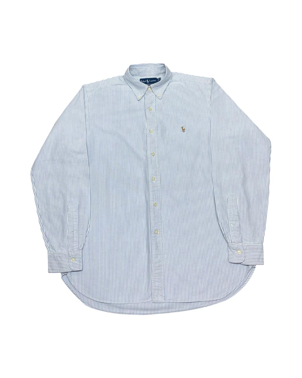 Ralph Lauren Blue Striped Shirt | Large | Chest 24.5”