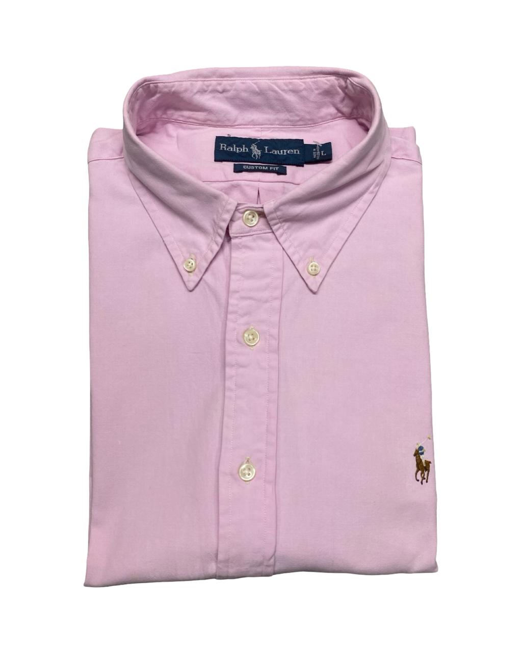 Ralph Lauren Solid Pink Short-Sleeve Shirt | Large | Chest 23.5”