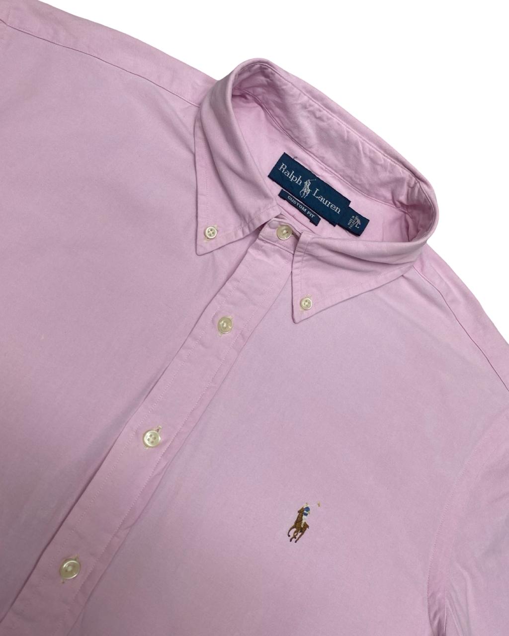 Ralph Lauren Solid Pink Short-Sleeve Shirt | Large | Chest 23.5”