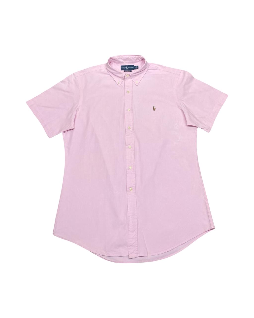 Ralph Lauren Solid Pink Short-Sleeve Shirt | Large | Chest 23.5”