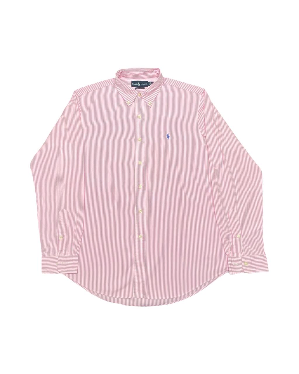 Ralph Lauren Pink Striped Shirt | Large | Chest 23.5”
