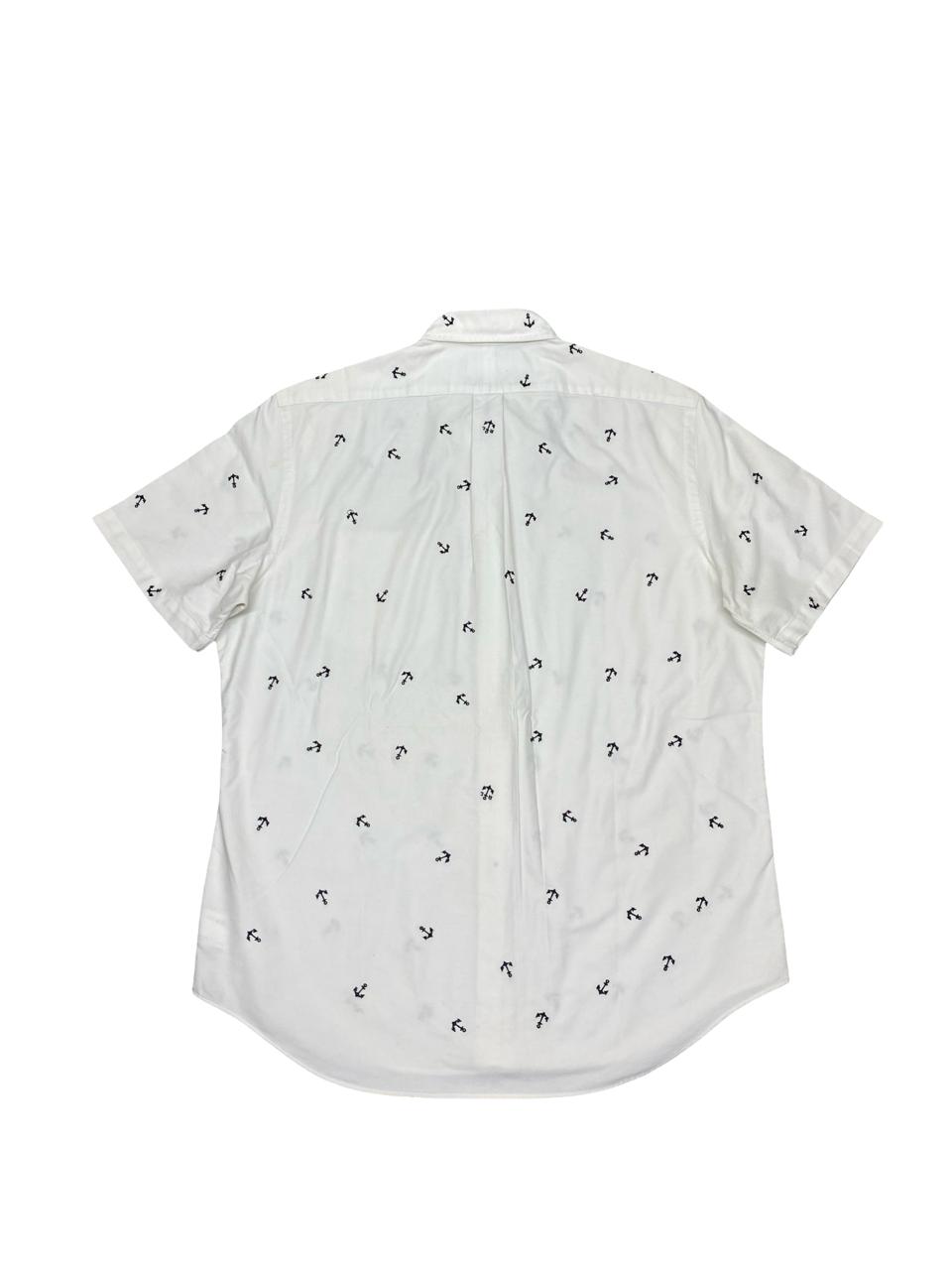 Ralph Lauren White Anchor Print Short-Sleeve Shirt | Large | Chest 23.5”